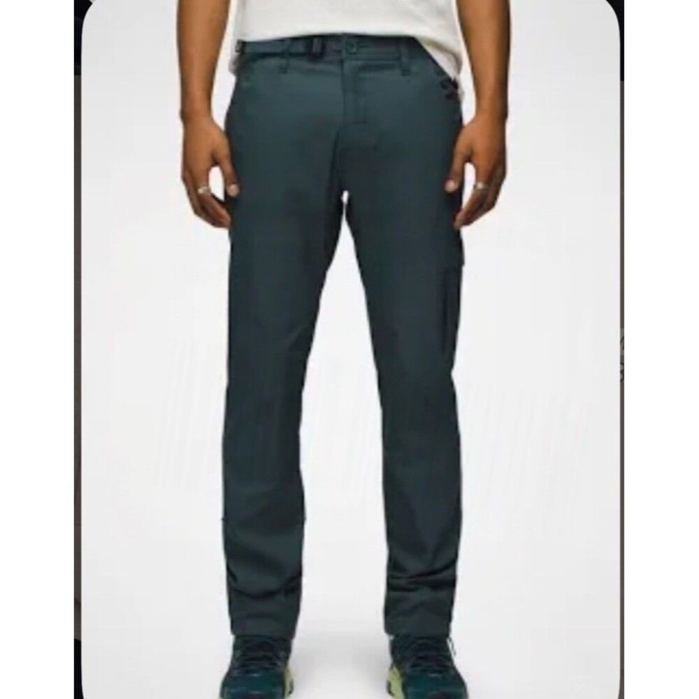 PrAna Stretch Zion ii UPF 50 Hiking Pants Men's 38x30 Tapered Leg Fit Grey Blue